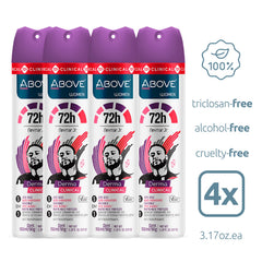 Underarm application of Above Neymar Jr 72h Derma Clinical deodorant spray.