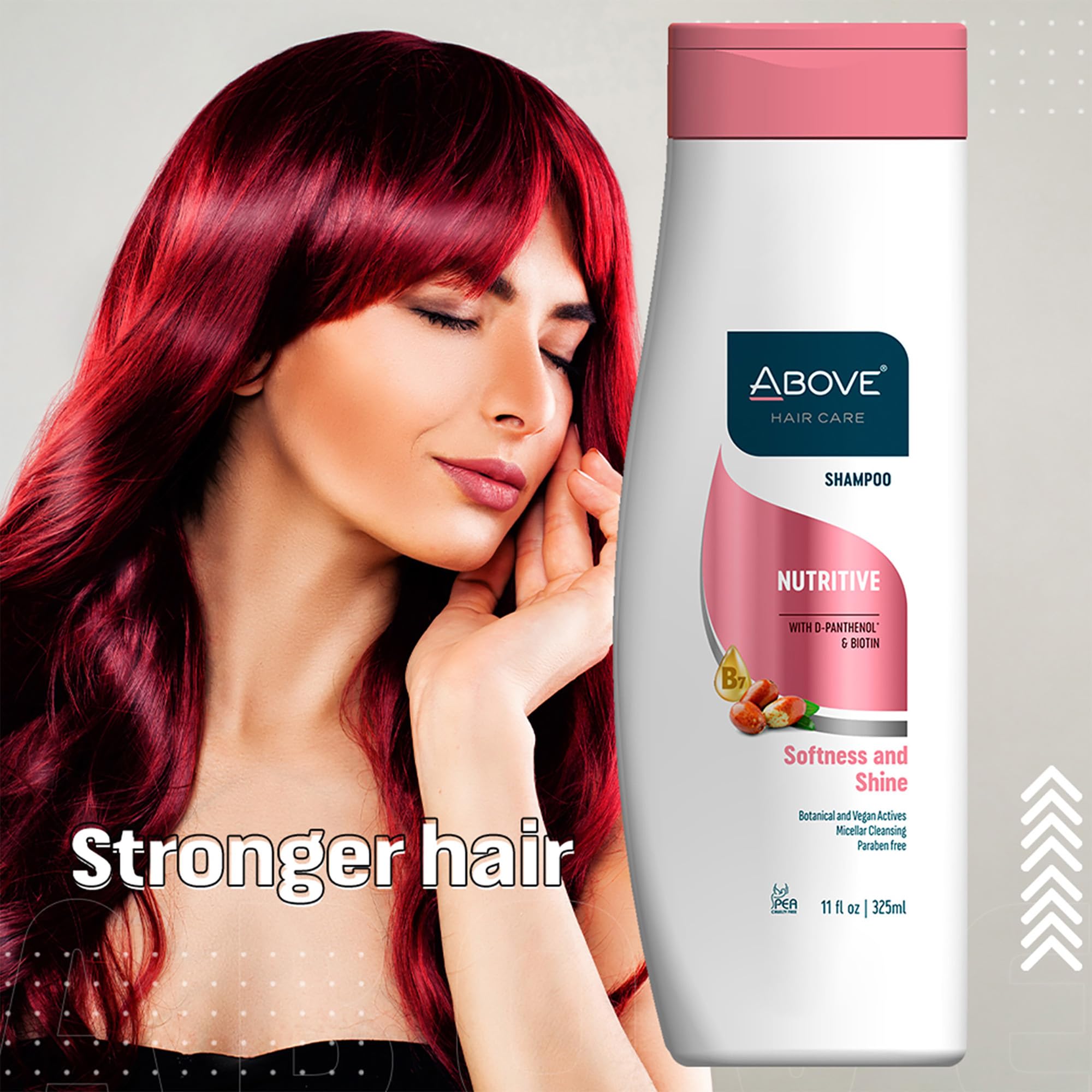 ABOVE Nutritive Shampoo color-treated hair stays vibrant after use.