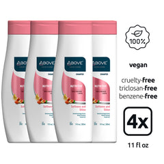 ABOVE Nutritive Shampoo hair closeup reveals smooth strands and vitality.
