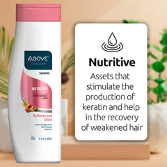 ABOVE Nutritive Shampoo lather demonstrates gentle cleansing and hydration.