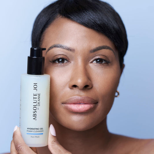 AbsoluteJOI hydrating foam texture close-up shows gentle cleansing without drying skin.