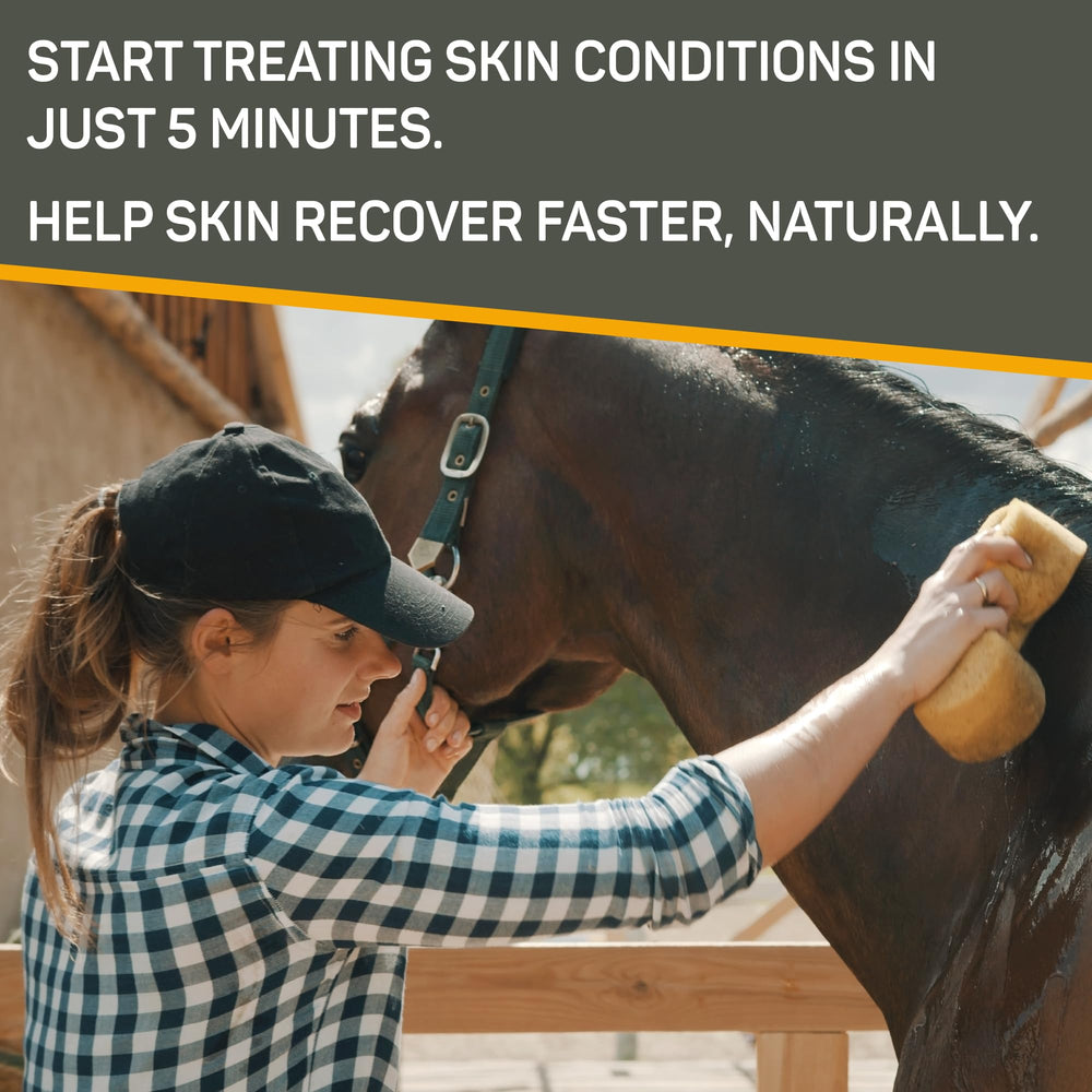 Absorbine Silver Honey Rapid Shampoo lather close-up highlights soothing contact with skin.