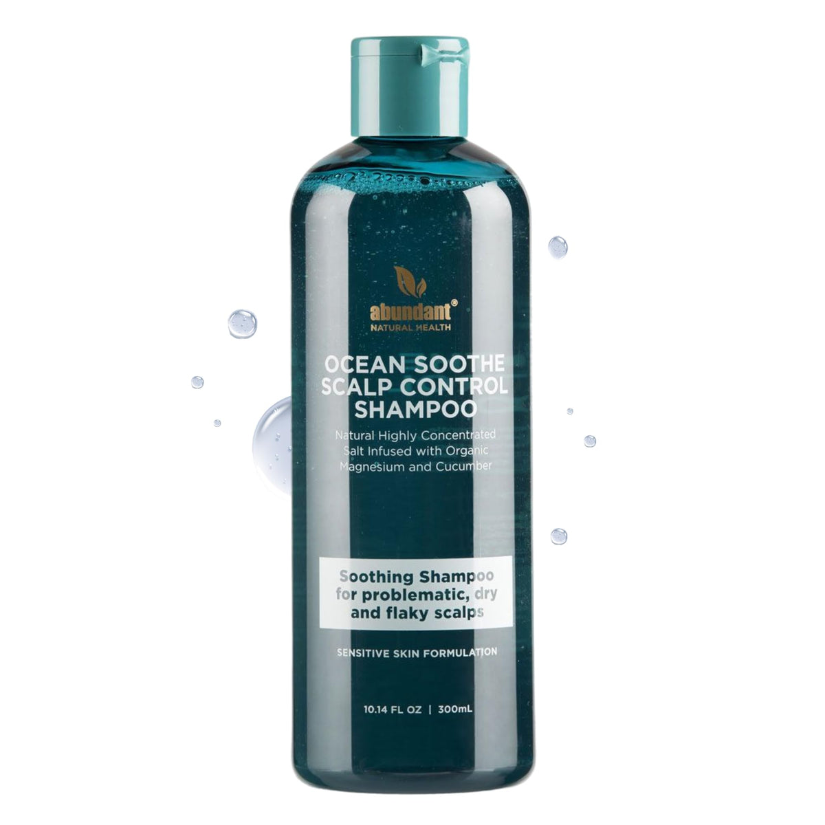 Abundant Natural Health Ocean Soothe Shampoo bottle pours for scalp hydration.
