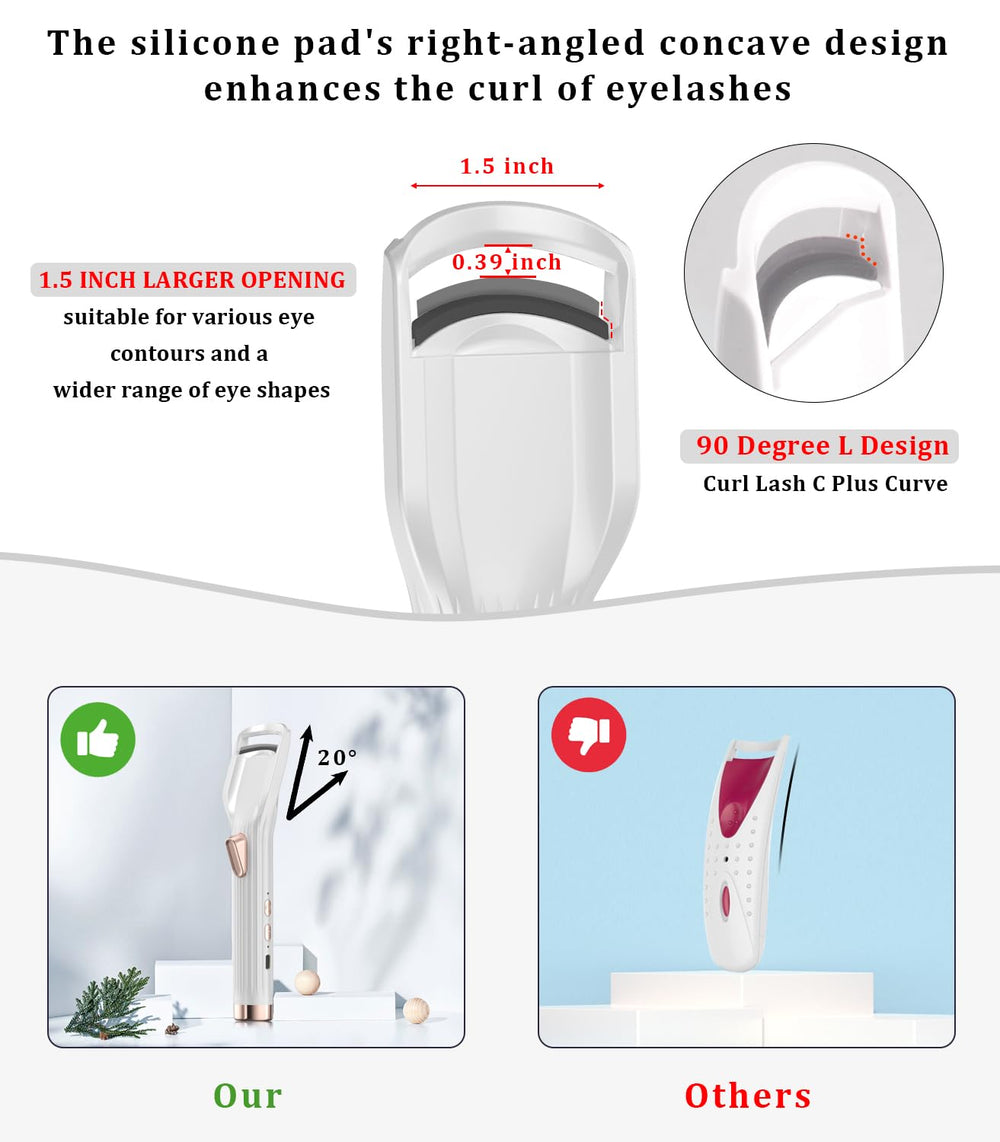 Acavado anti-burn 15° comb demonstrates safe eyelash curling technique.