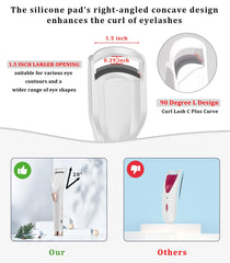 Acavado anti-burn 15° comb demonstrates safe eyelash curling technique.