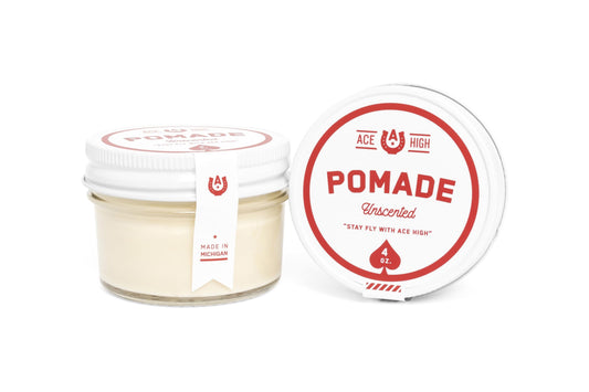 Ace High Pomade hands application demonstrates easy work-in for strong hold.