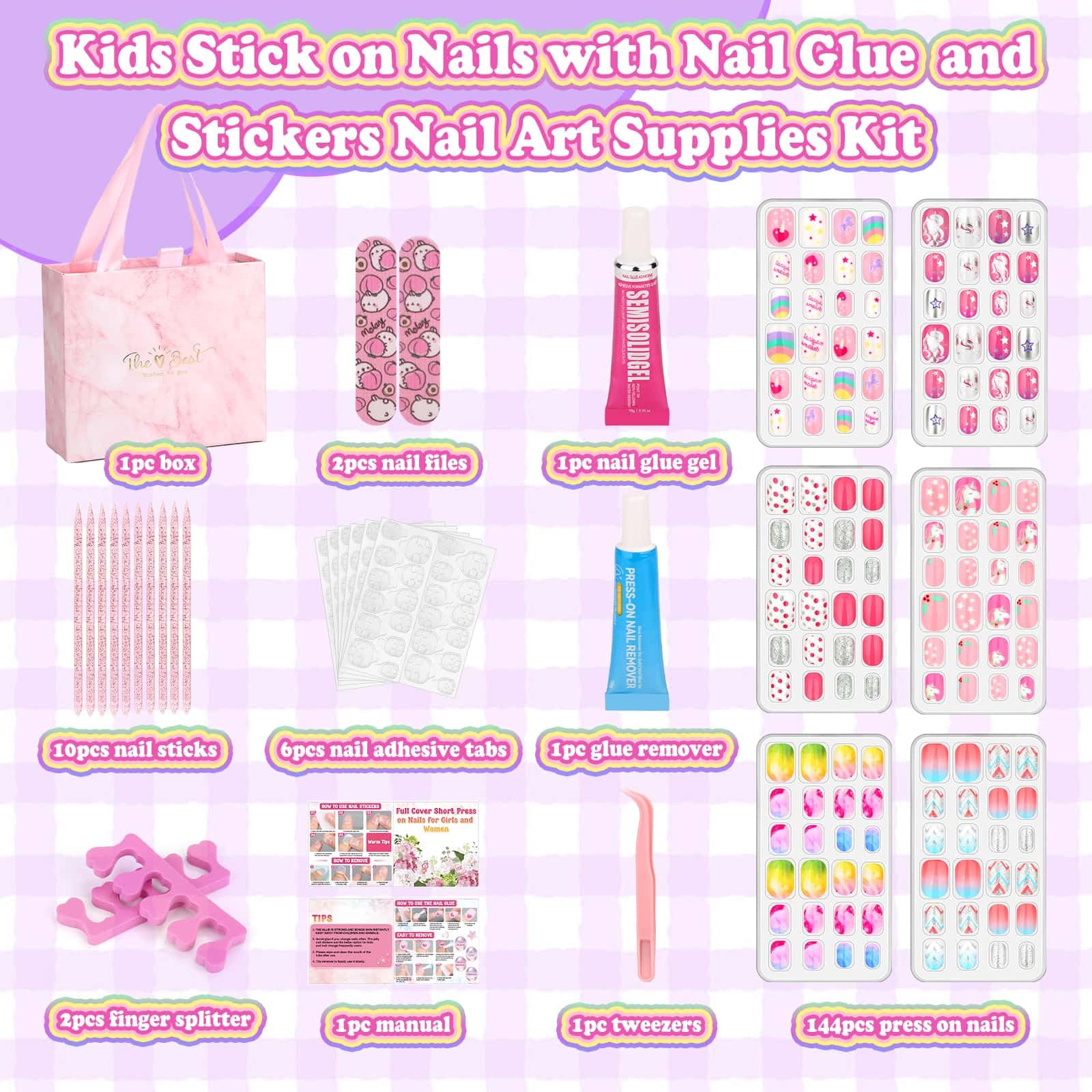 Acejoz nail tips variety showcases size and cute designs for easy matching