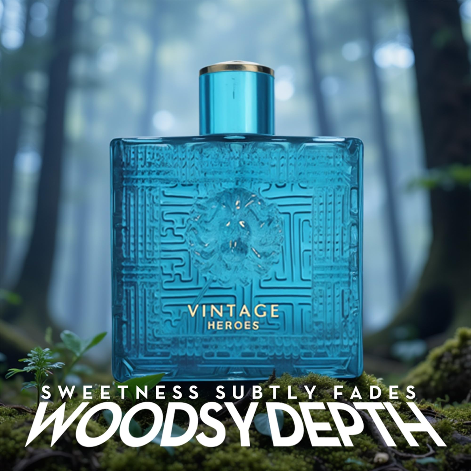 A CENTER Vintage Hero bottle back view, masculine design for club nights or work.