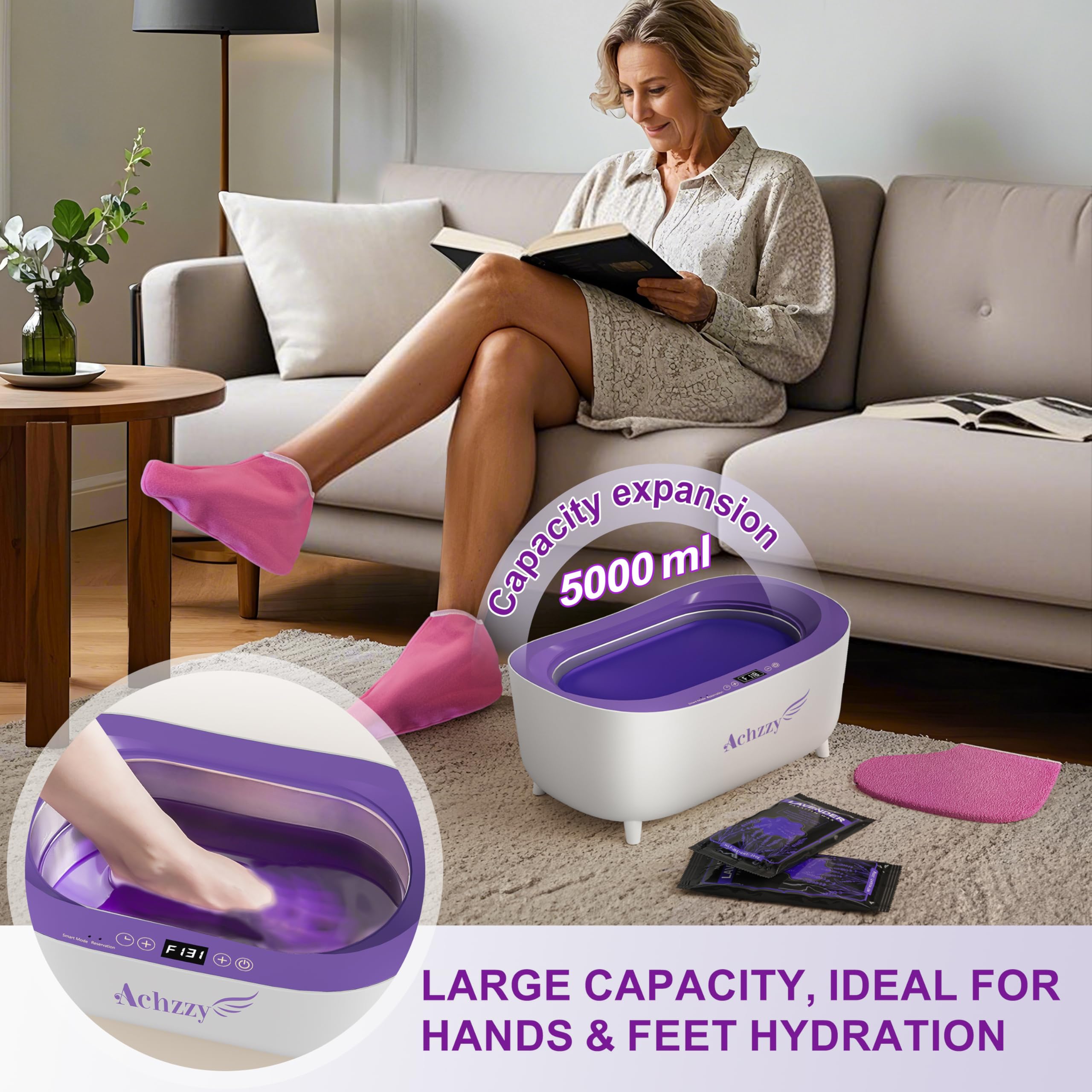 Achzzy paraffin wax machine control panel digital display with precise temperature readouts.