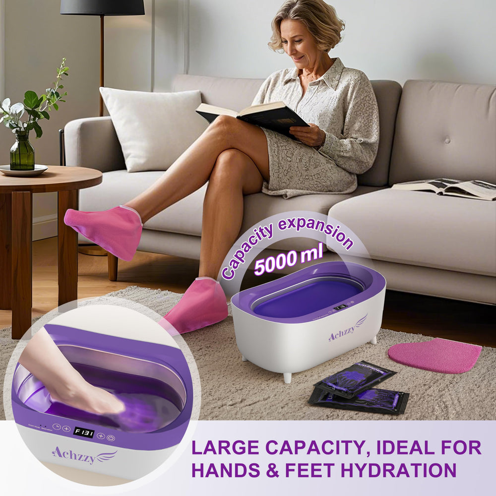 Achzzy paraffin wax machine control panel digital display with precise temperature readouts.