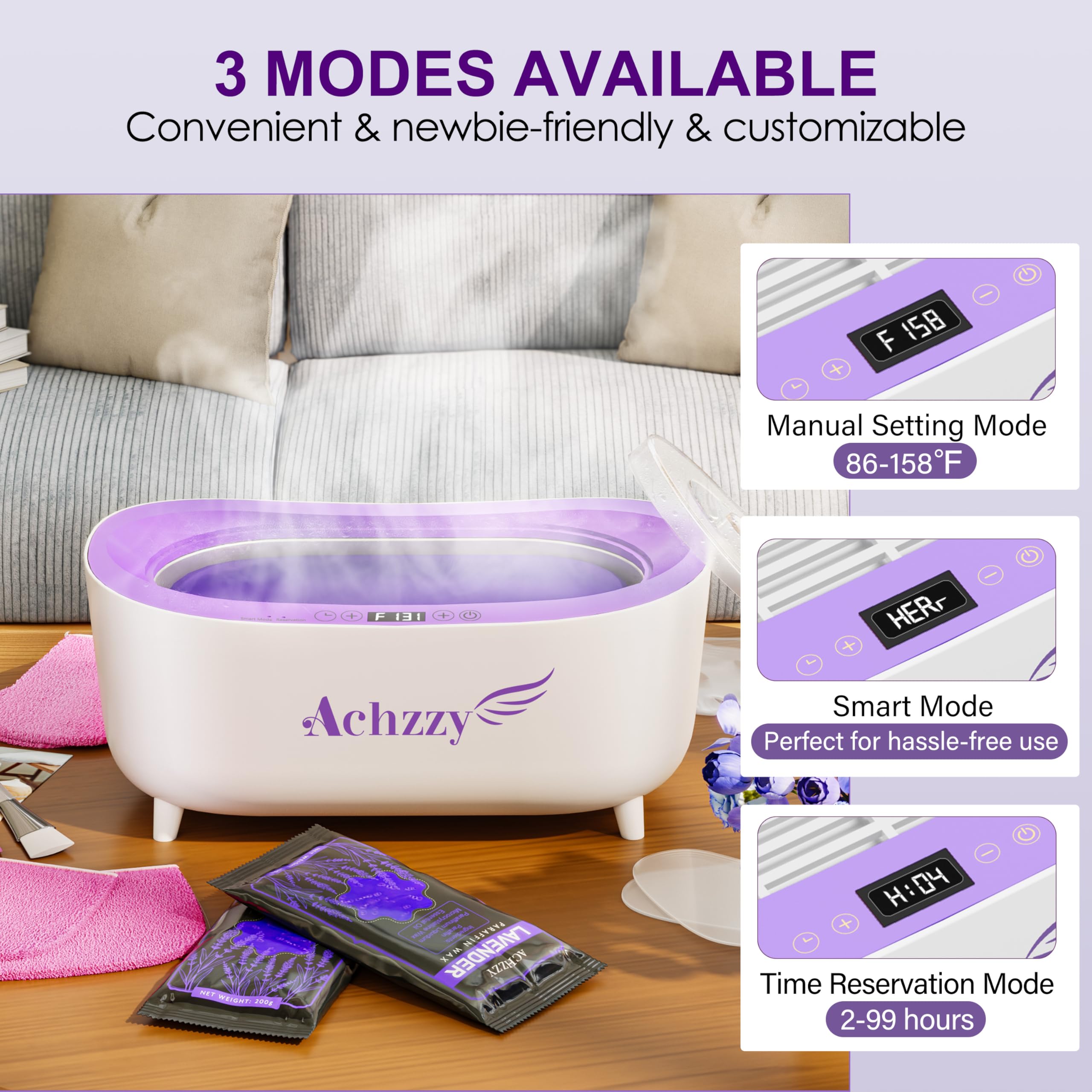 Achzzy paraffin wax machine foot bath with spacious pot supports relaxing treatments.