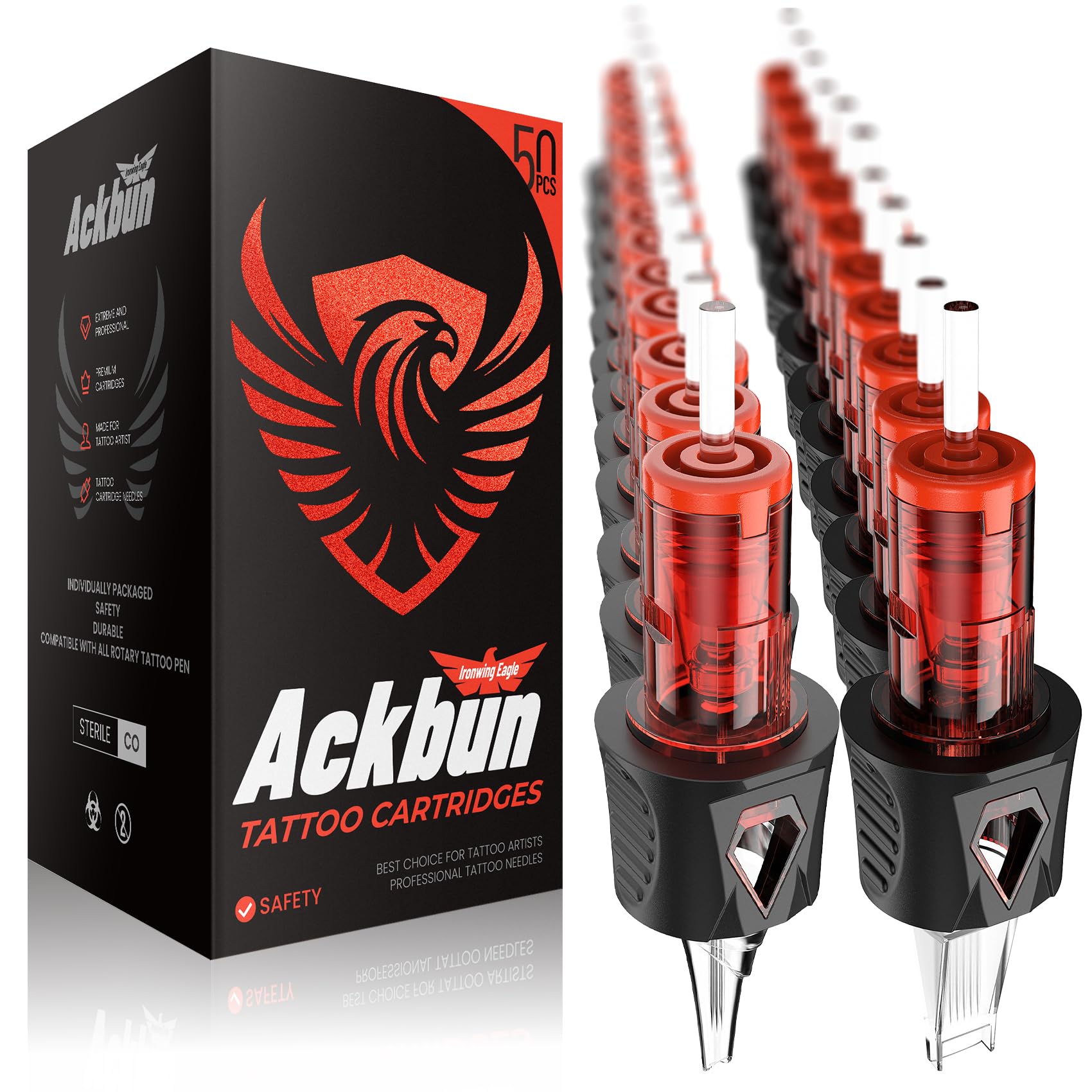 Ackbun 50pc mixed finger-ledge cartridges for consistent line work.