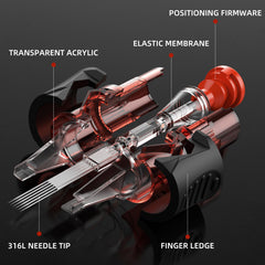 Ackbun 1009RL finger-ledge cartridge for crisp lines on intricate designs.