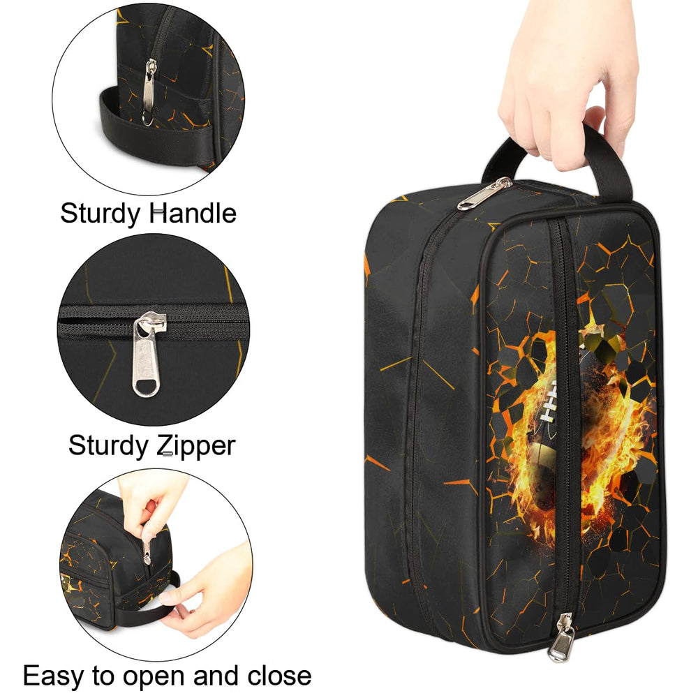 Ackutea bag uses water-resistant fabric to protect toiletries during travel.