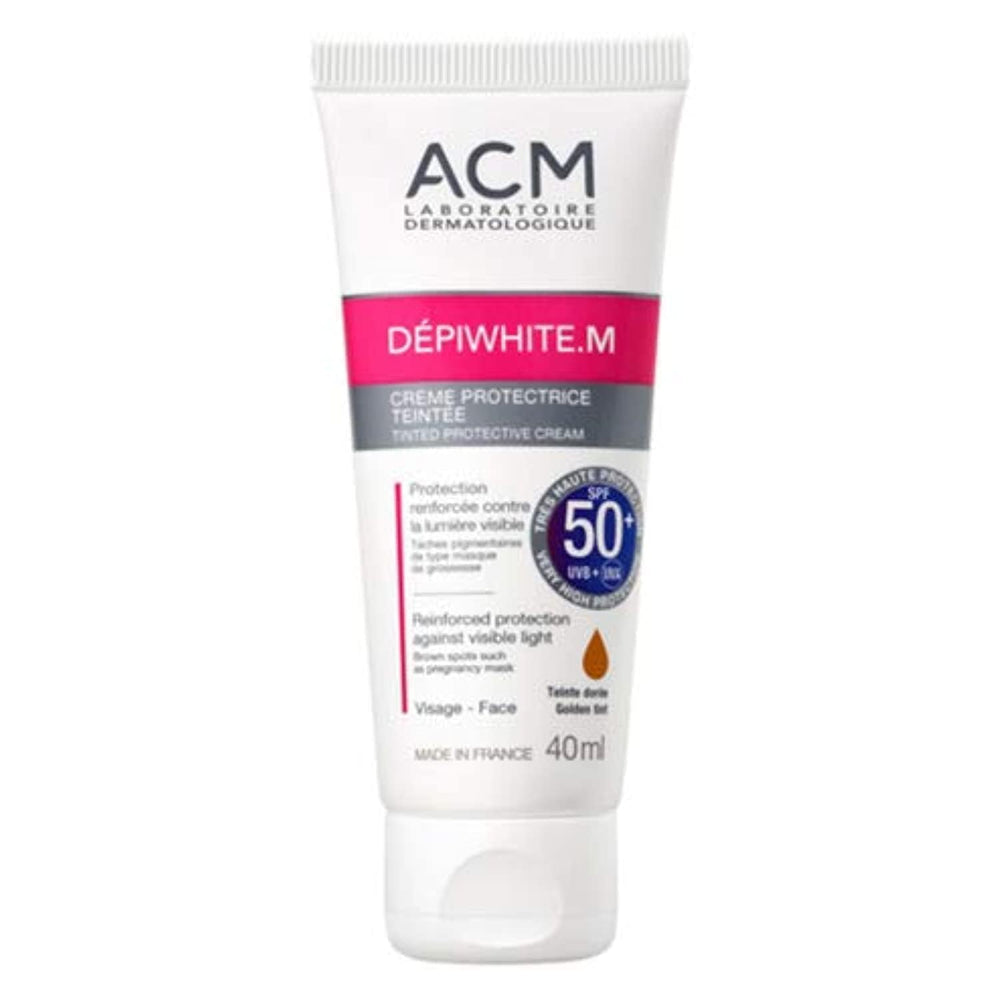 ACM Labo DepiWhite M tinted cream SPF50+ in 40ml tube provides light coverage and sun protection