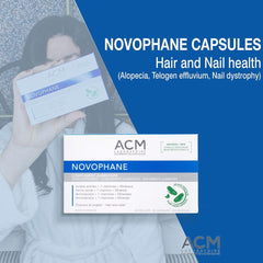 ACM Novophane caps dosage guide highlighting two capsules per day.