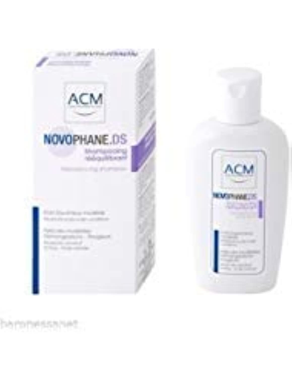 ACM Novophane DS bottle lathers on the scalp to soothe itching.