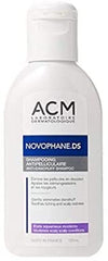 ACM Novophane DS shampoo packaging box on display.