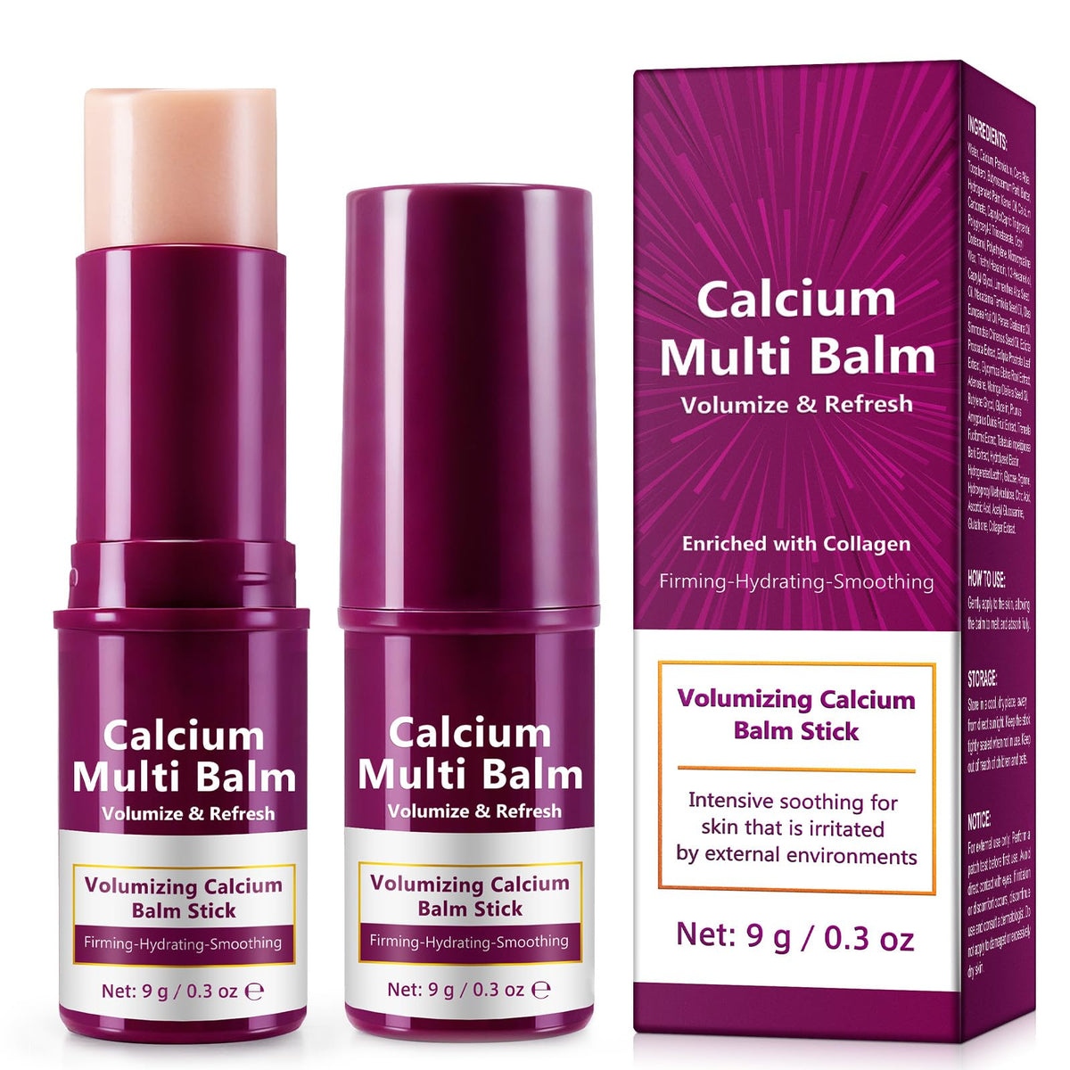 Acorn + Oak Calcium Multi Balm Stick pack shown for full-face hydration and firming support