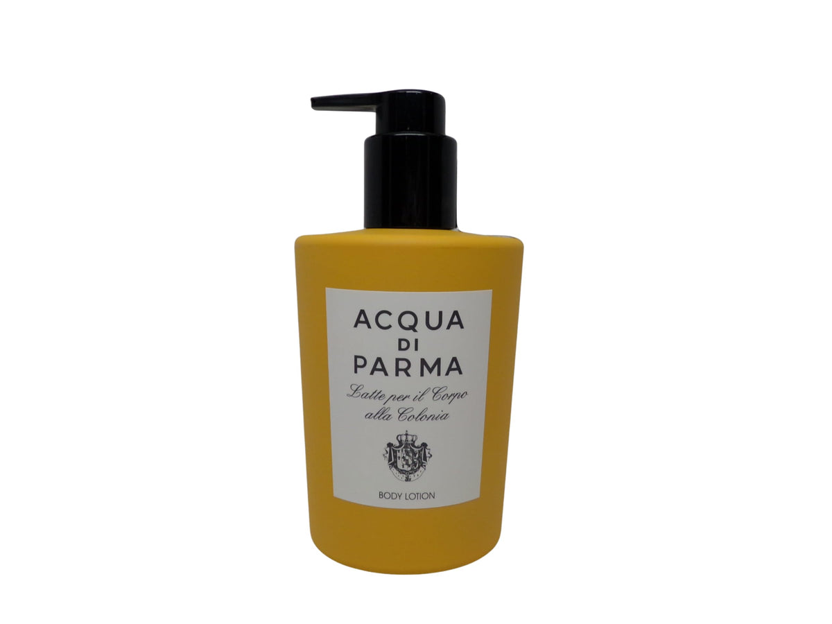 Acqua di Parma Colonia body lotion with pump dispenser for daily hydration and refreshing citrus fragrance.