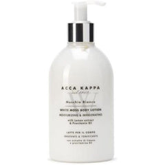 Acqua di Parma Muschio Bianco body lotion bottle with hydrating formula for soft skin.