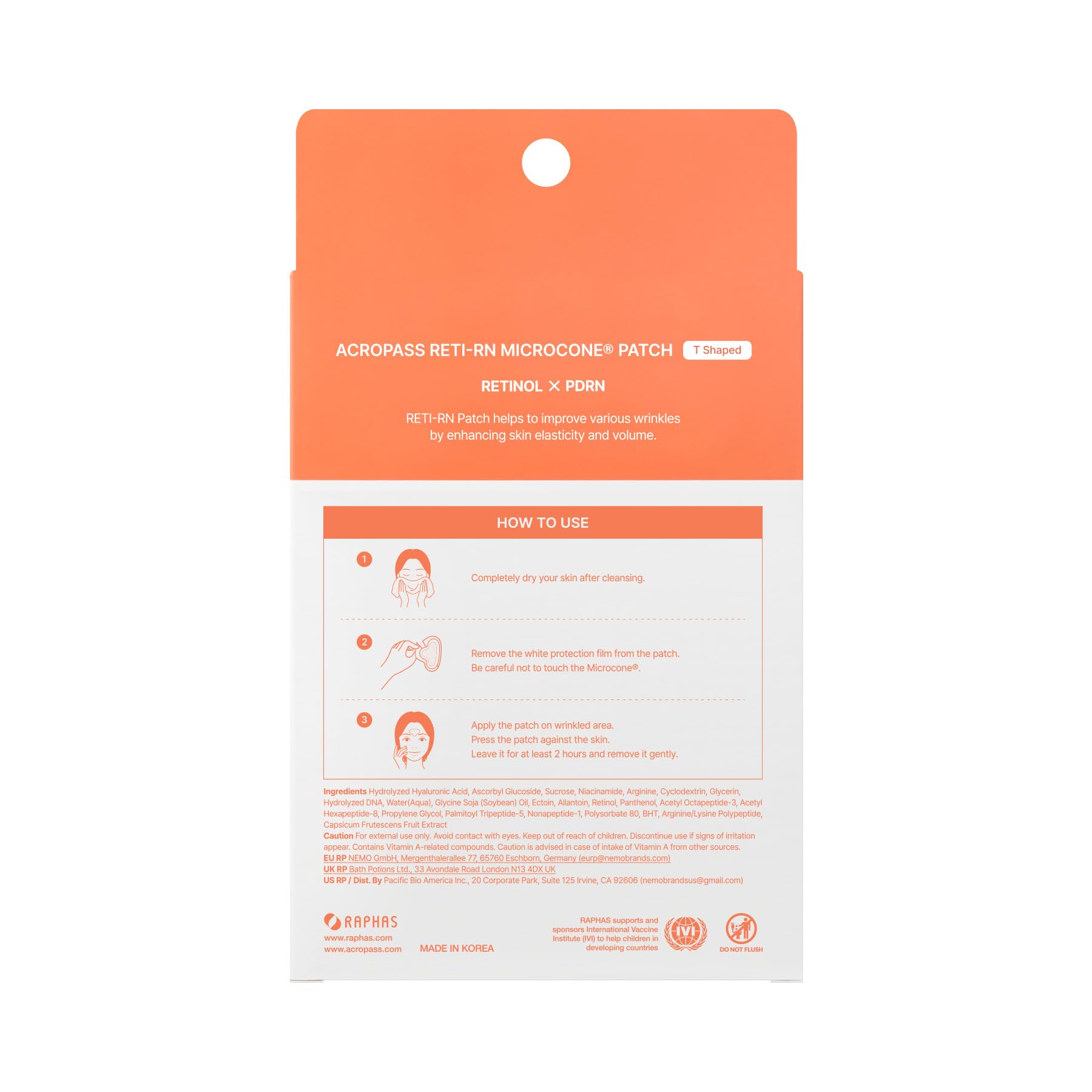 Acropass RETI-RN ingredients panel highlights PDRN and retinol.