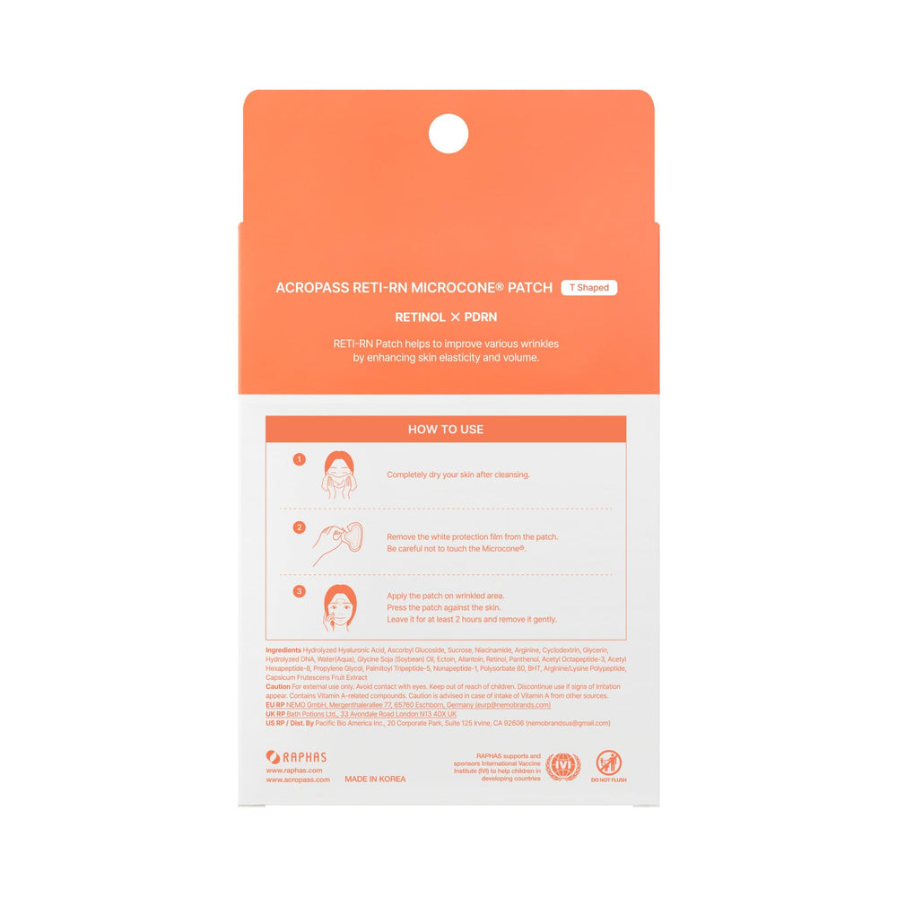 Acropass RETI-RN ingredients panel highlights PDRN and retinol.