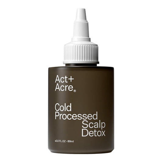 ACT+ ACRE Scalp Detox Oil bottle shows sulfate-free formula for balanced scalp care