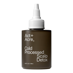 ACT+ ACRE Scalp Detox Oil bottle shows sulfate-free formula for balanced scalp care