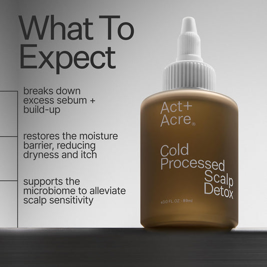 ACT+ ACRE Detox Oil pour demonstrates smooth, mess-free scalp application