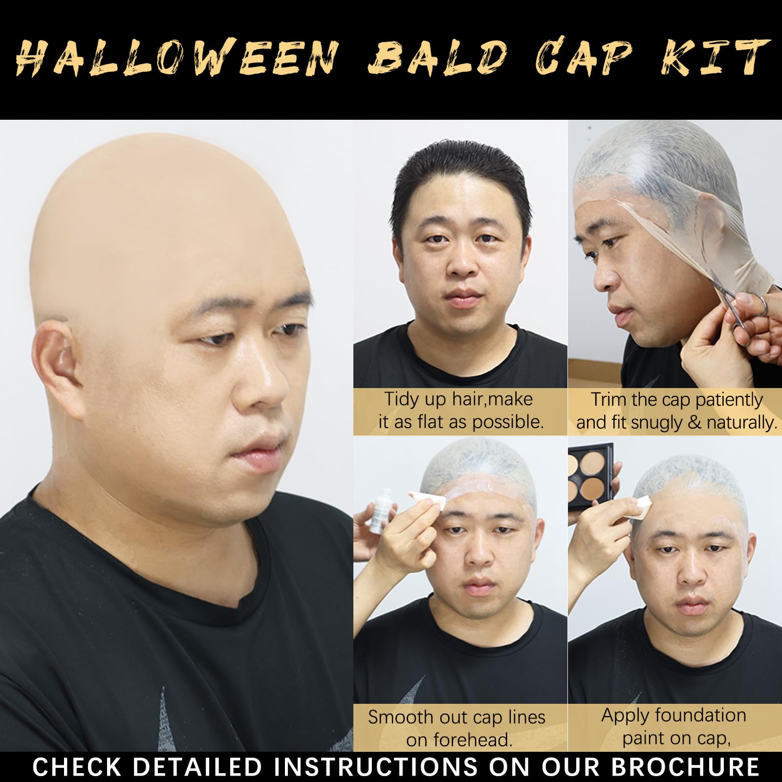 Actabostte Bald Cap Kit adhesive glue remover in action for secure wear.