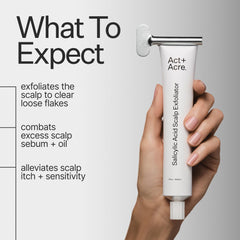 ACT+ ACRE exfoliator being applied to the scalp as a pre-wash treatment