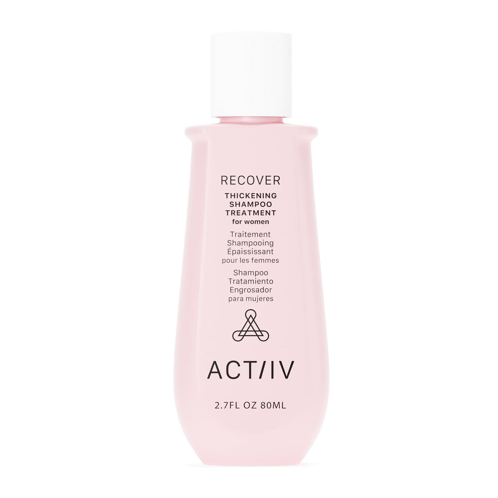 ACTIIV Recover thickening shampoo bottle showing plant-based formula may support fuller-looking hair
