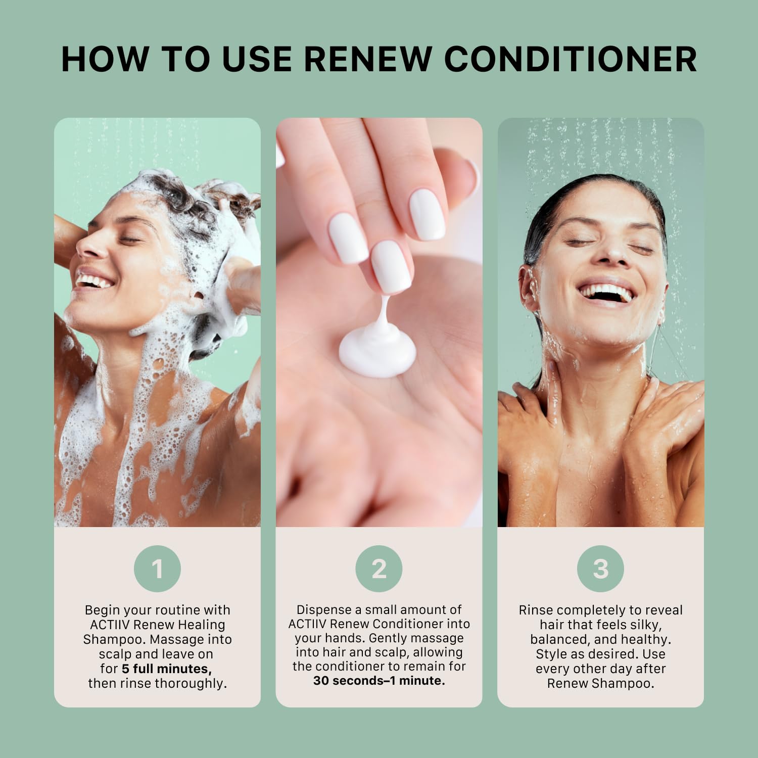 Close-up of the creamy ACTIIV conditioner texture for detangling ease.