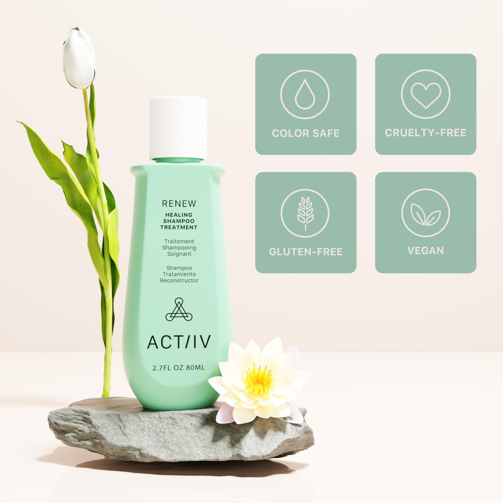 ACTIIV Renew scalp close-up, supports balanced scalp feel