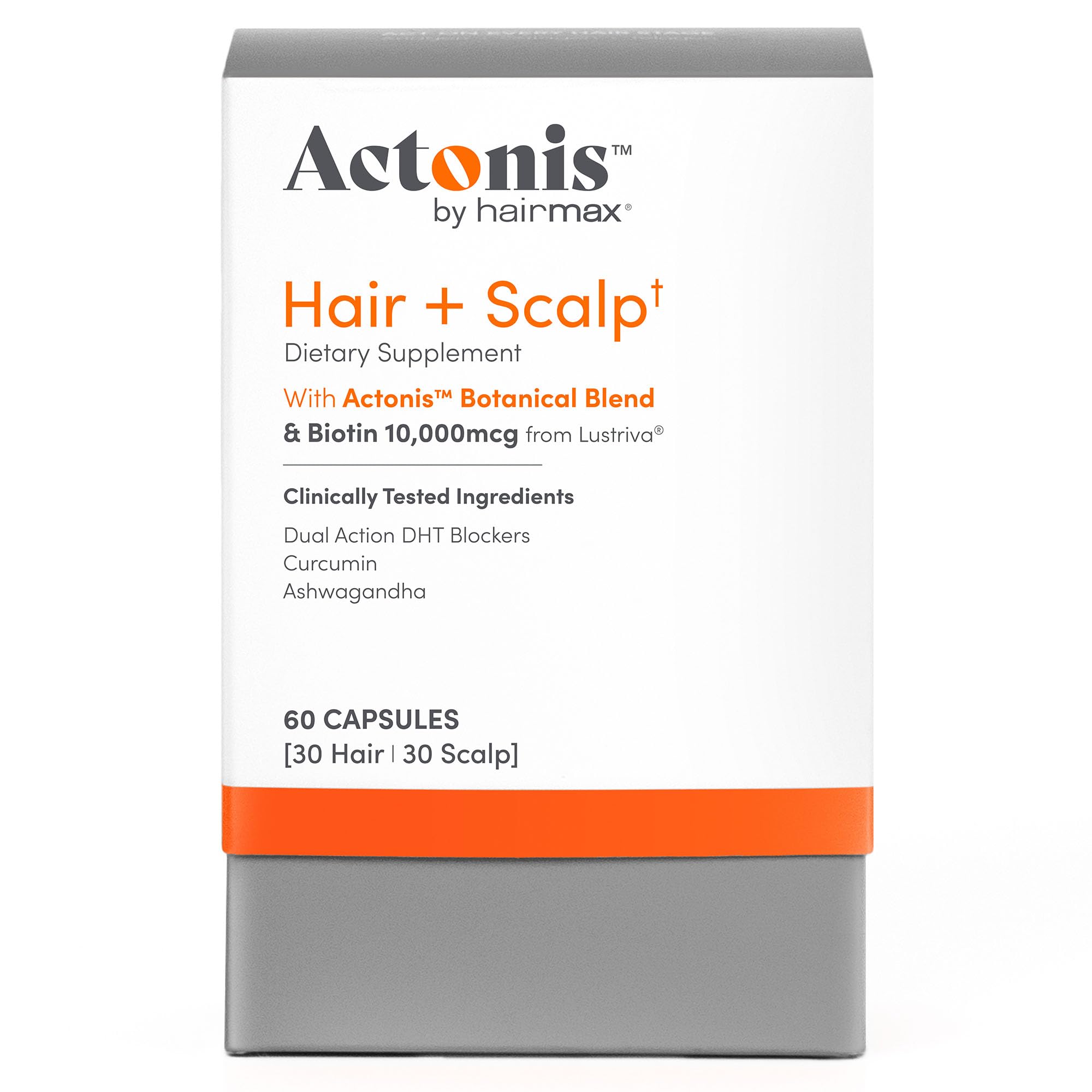 Actonis hair-growth-formula bottle showing thicker, healthier hair