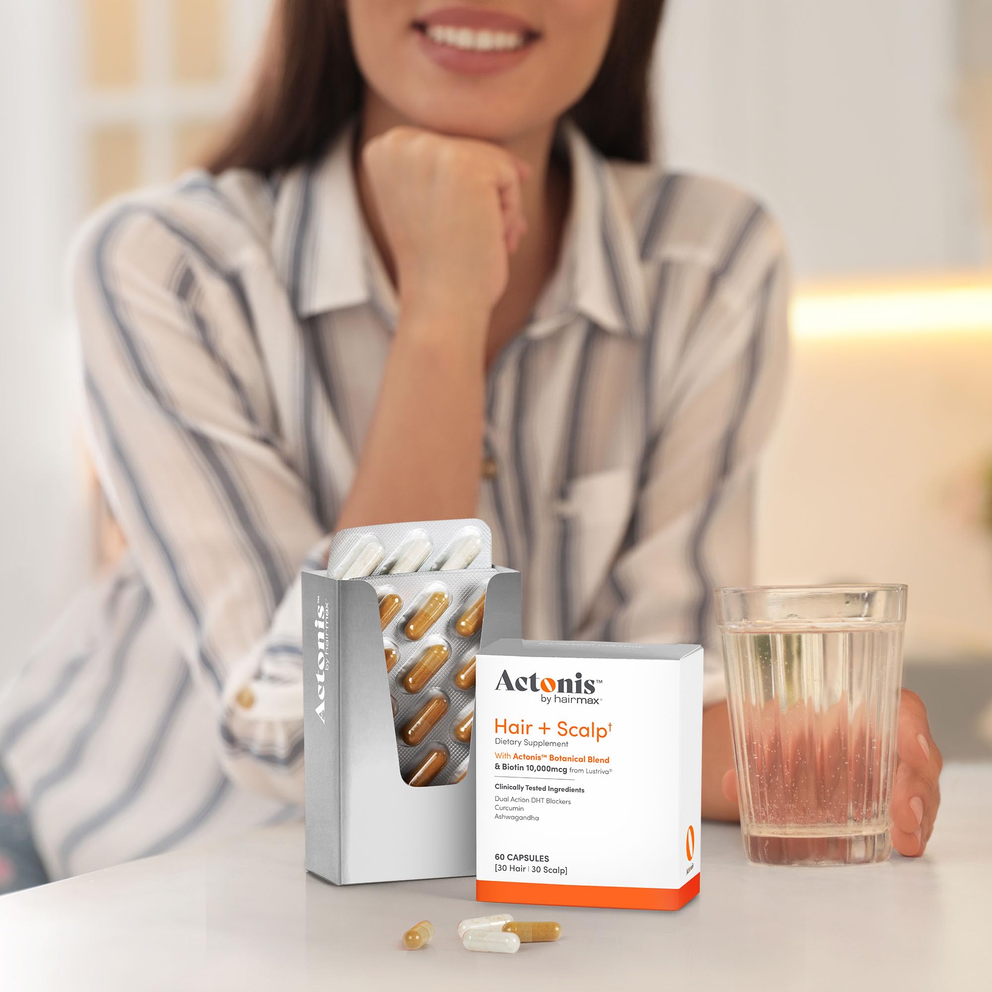Actonis synergistic botanical blend with curcumin and ashwagandha for hair strength