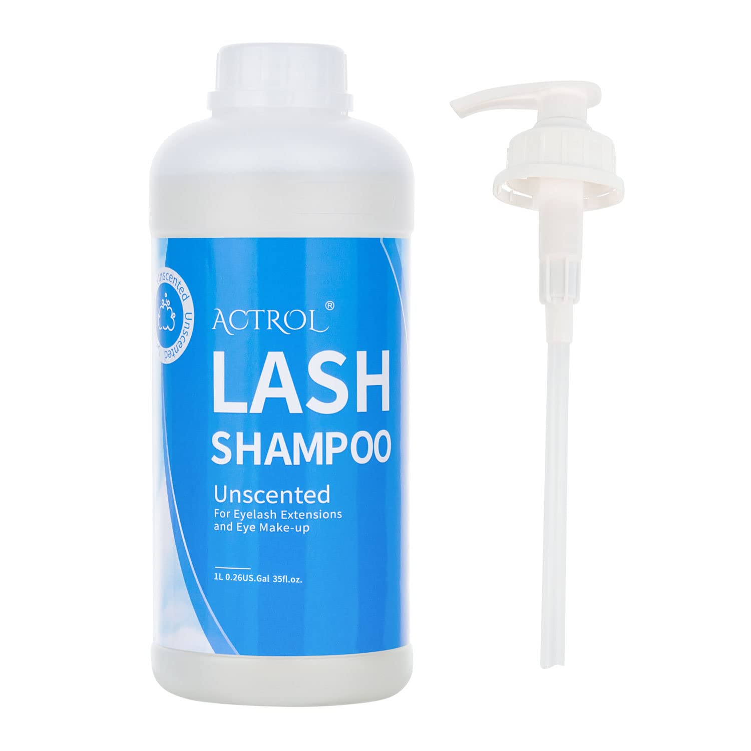 ACTROL eyelash cleanser 1L bottle, ideal for salon or home use with spill-free performance.