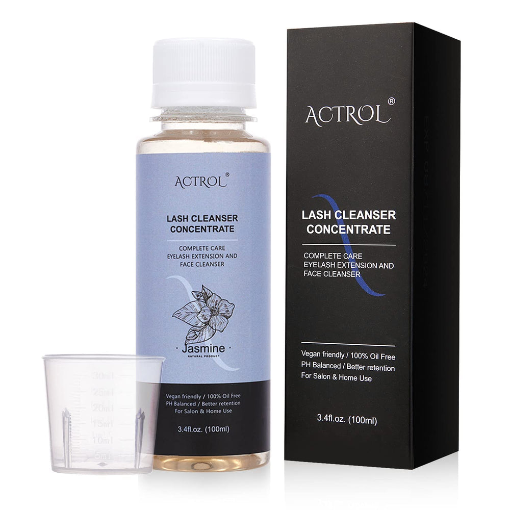 ACTROL eyelash cleanser concentrate bottle closeup for daily lash cleansing and maintenance.