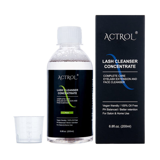 ACTROL eyelash cleanser concentrate 200ml packaging highlighting salon-grade formula for professional use.