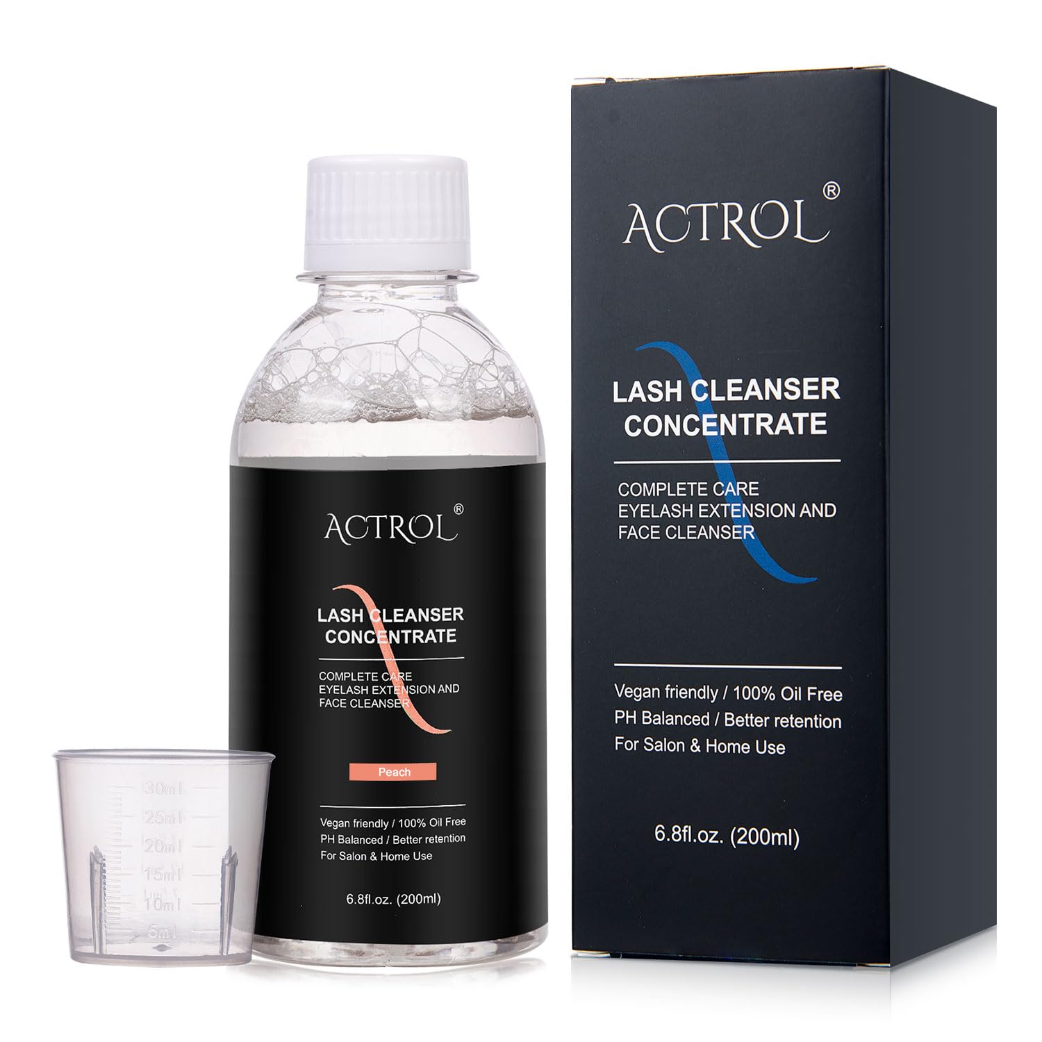 ACTROL Eyelash Cleanser Concentrate bottle pour for precise dilution and quick use.