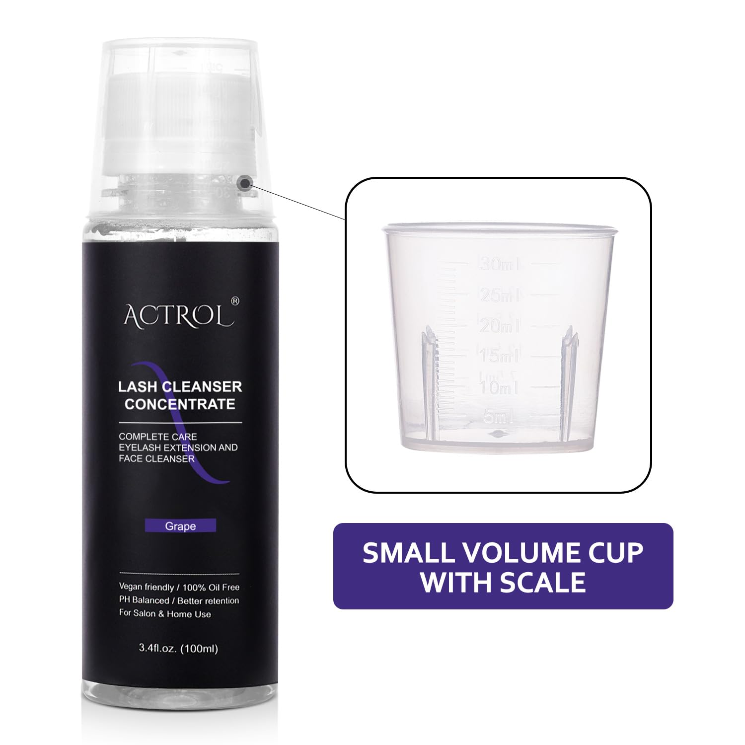 ACTROL eyelash cleanser concentrate demonstrates rich foam for lash cleansing