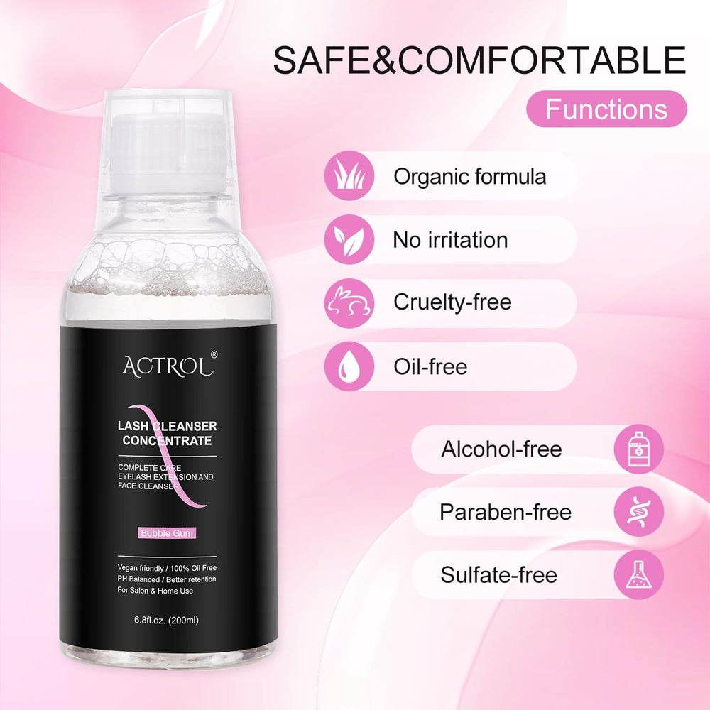 ACTROL eyelash cleanser concentrate foaming-lather visual demonstrates rich lash-cleaning foam for gentle cleansing.