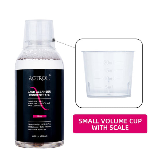 Rich foam forms as ACTROL concentrate cleans lash extensions.