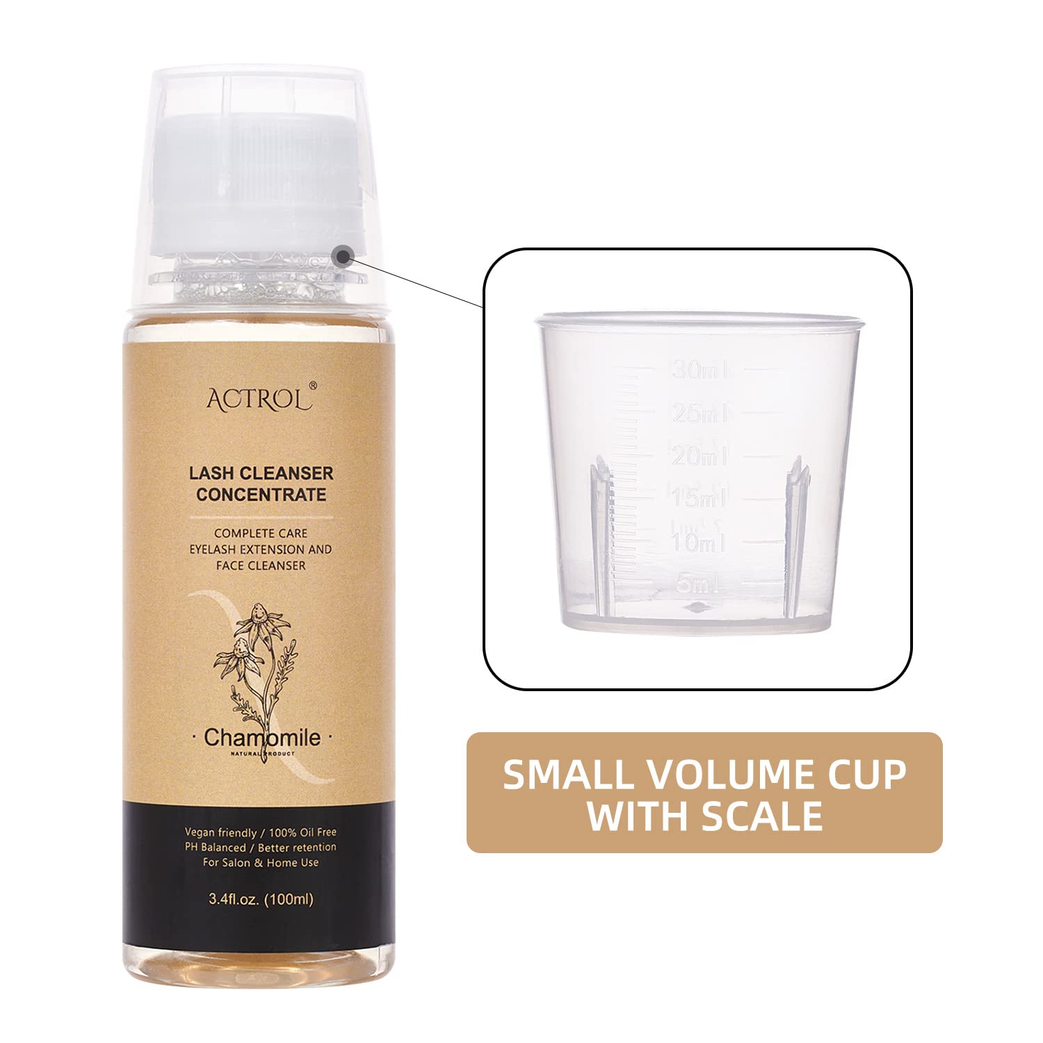 ACTROL packaging highlighting chamomile formula for gentle cleansing