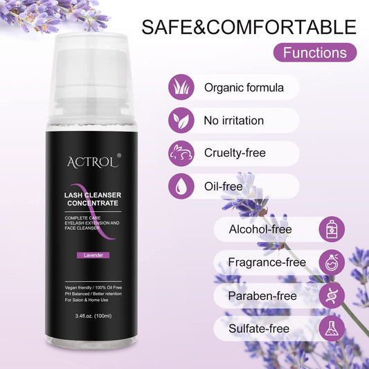 ACTROL eyelash cleanser concentrate with pump for even foaming application