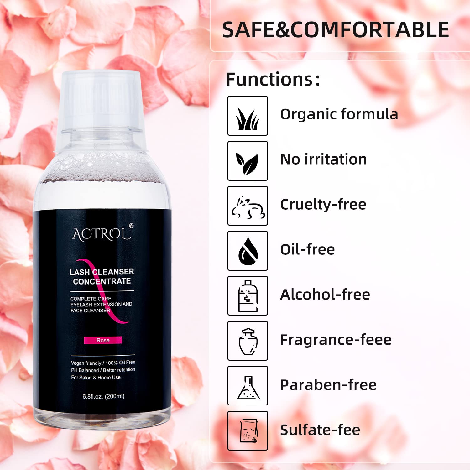 Salon professional applying ACTROL cleanser during lash care.