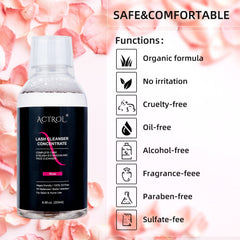 Salon professional applying ACTROL cleanser during lash care.