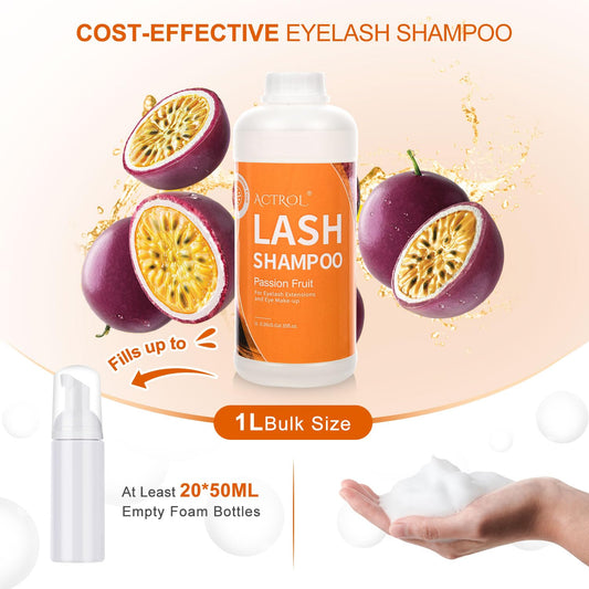 ACTROL Eyelash Cleanser foaming lather close-up shows rich foam for effective cleaning.