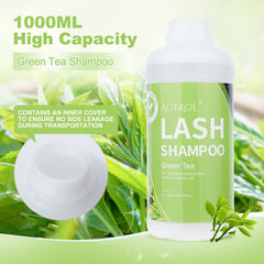 ACTROL Eyelash Extension Cleanser Green Tea lid-cap close-up—secure cap design prevents leakage.